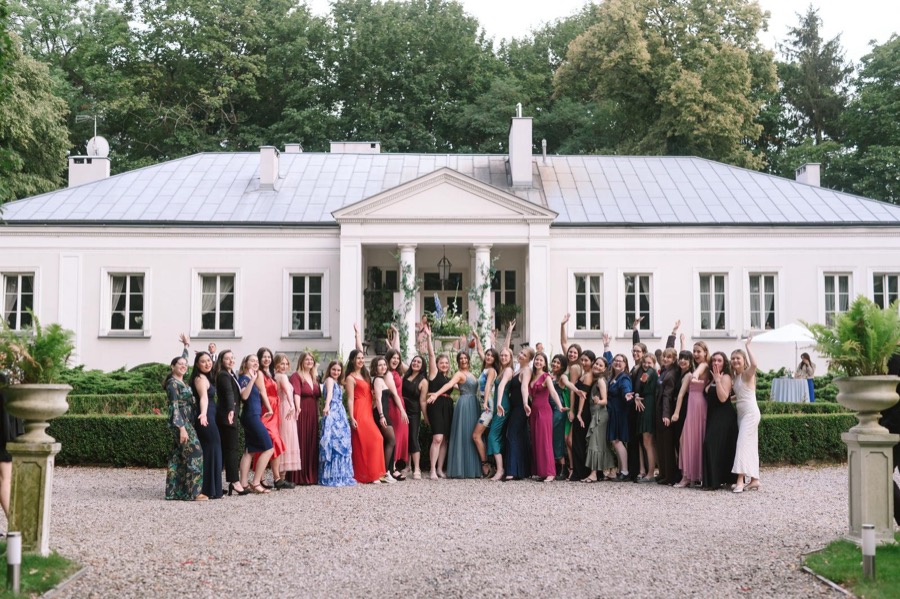 Female Leadership Summer School participants in front of the venue